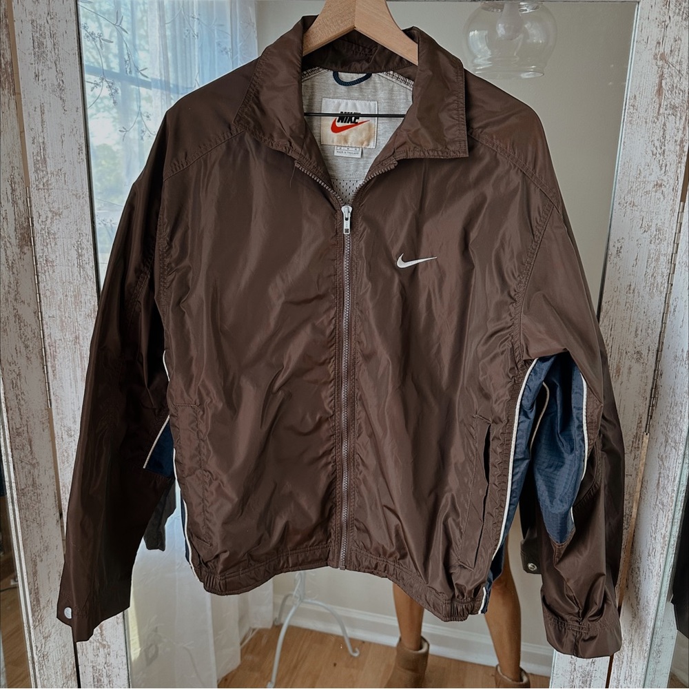 y2k brown nike windbreaker